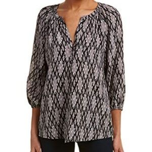 Joie Black Caviar Ikat Print Addie B Blouse